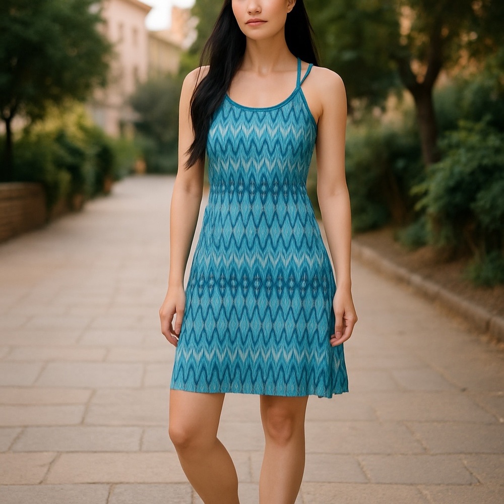 Prana Blue Sleeveless Spaghetti Strap Sundress
